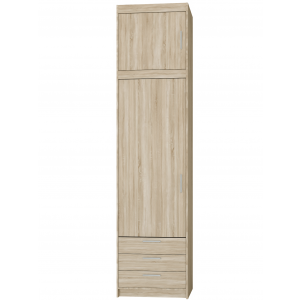 Szafa z nadstawką jednodrzwiowa 60 cm szuflady TRINO garderoba dąb sonoma